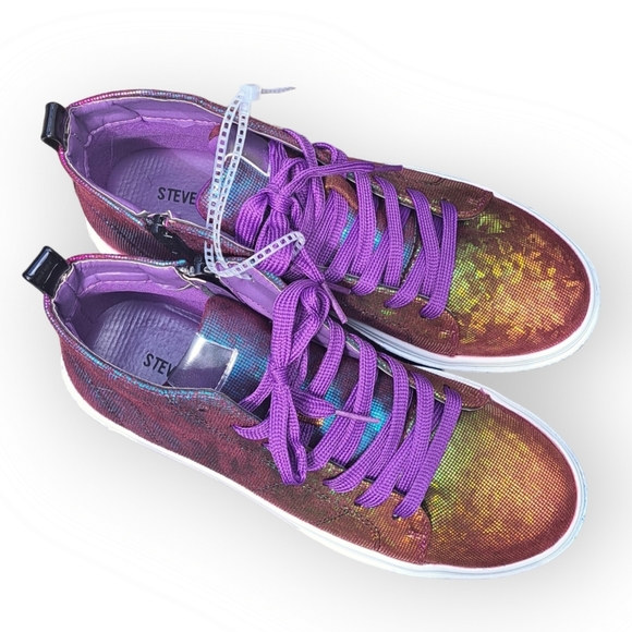 Steve Madden Sneakers Multi-Colored  Mid-Top US Youth Sz 4/Womens Sz 6 NEW - Picture 7 of 9